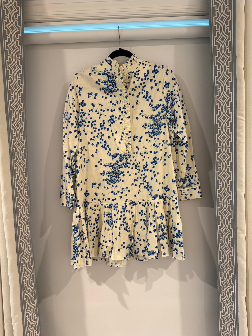 Tuckernuck Cream Dress with Blue Floral Print